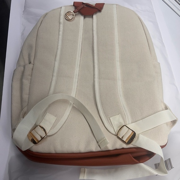 LOULU Large Canvas Tan Beige Backpack Vegan Leather NEW in Bag - Picture 3 of 9